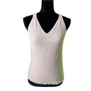 Joie Women’s Cream Ribbed Knit Sweater Tank Top Medium
